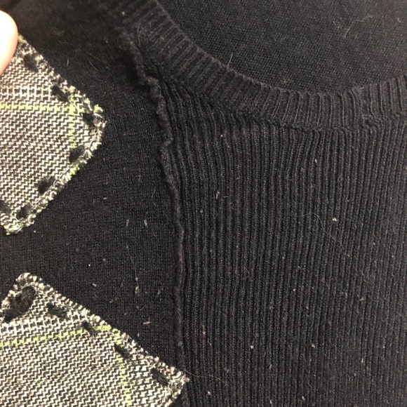 Nick & Mo Medium Black Sweater vest with white graphics and patches - Picture 6 of 13